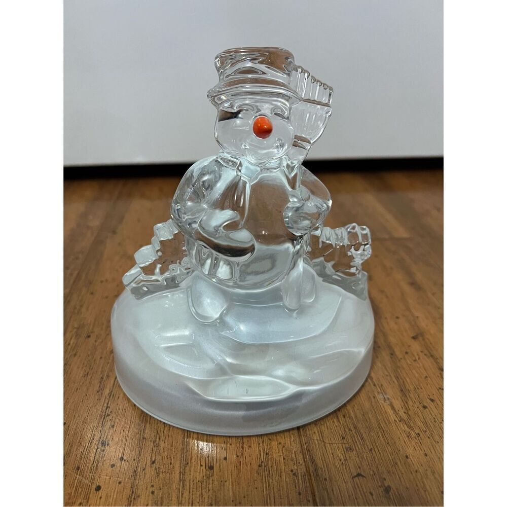 Vintage Cristal d'Arques Snowman Music Box 2000 Plays Frosty The Snowman Made in
